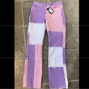 JADED Pink & Purple Pastel Patchwork Jeans